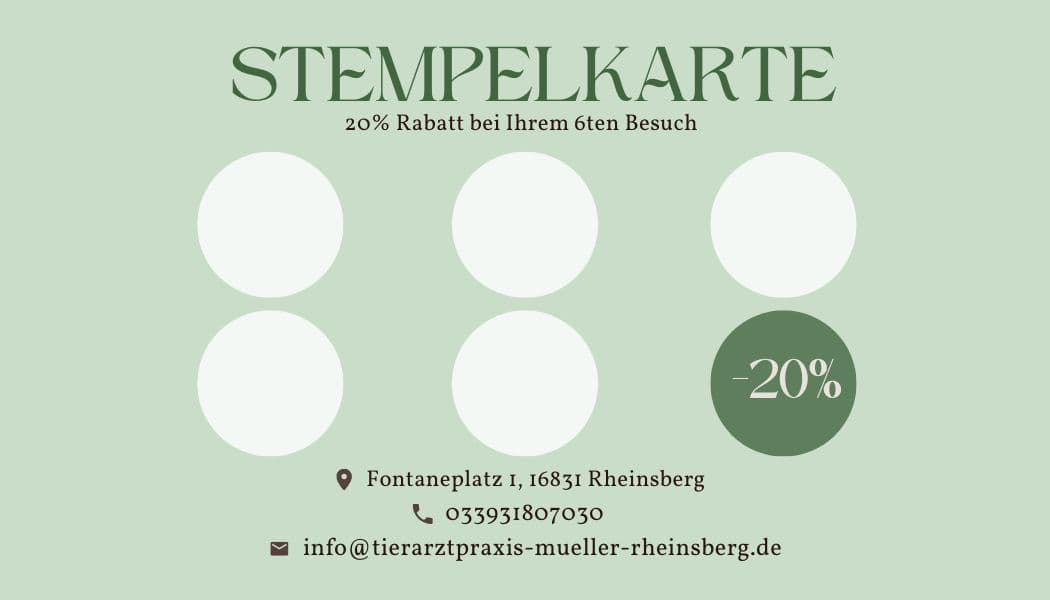 Stempelkarte: 20 % Rabatt bei Ihrem 6. Besuch